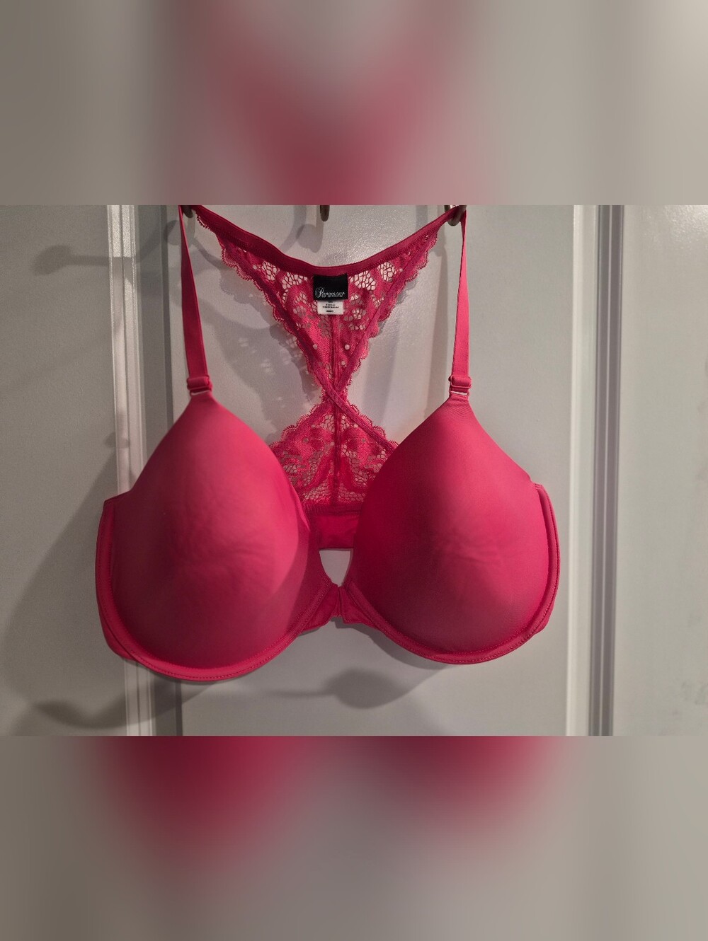Paramour Hot Pink Lace Racerback Push-Up Bra
